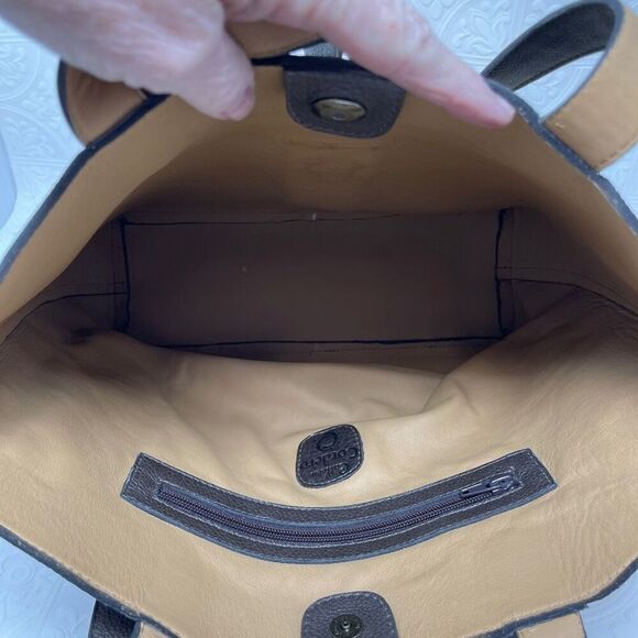 Calleen Cordero Brown Gold Metallic Genuine Leather Large Tote Bag - Picture 5 of 11